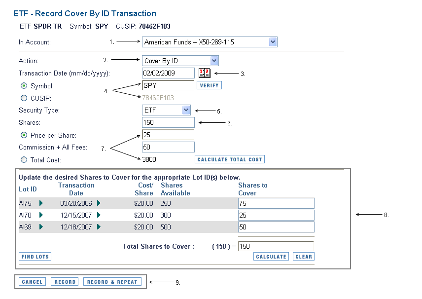 ETF - Record Cover by ID Transaction